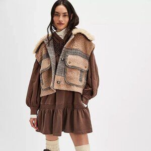 Brand New Free People Marty Sweatshirt Dress XS Brown Bear